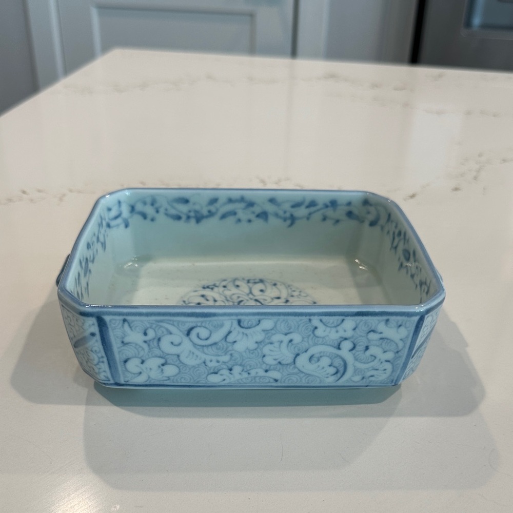 Vintage Japanese Elegant Blue Porcelain Dish
